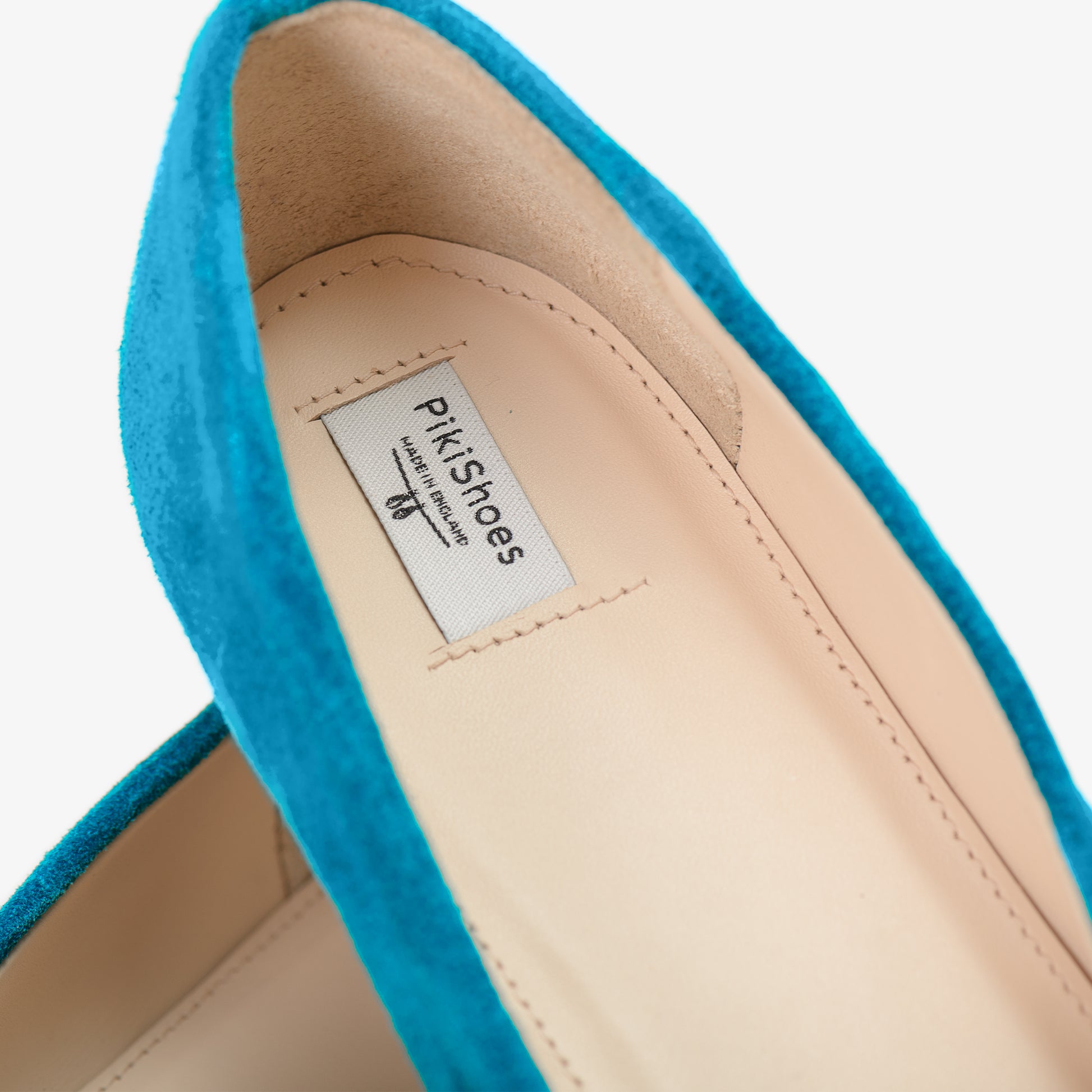Turquoise Blue Suede Leather Flat Shoes