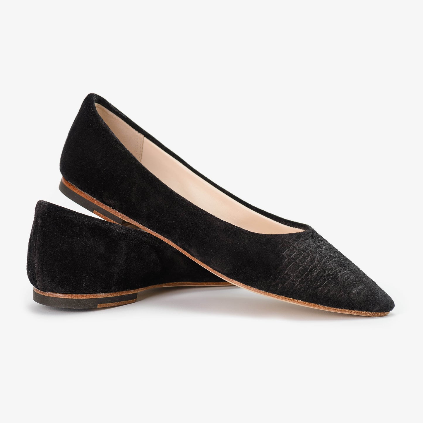 Crocodile Emboss Black Suede Shoes