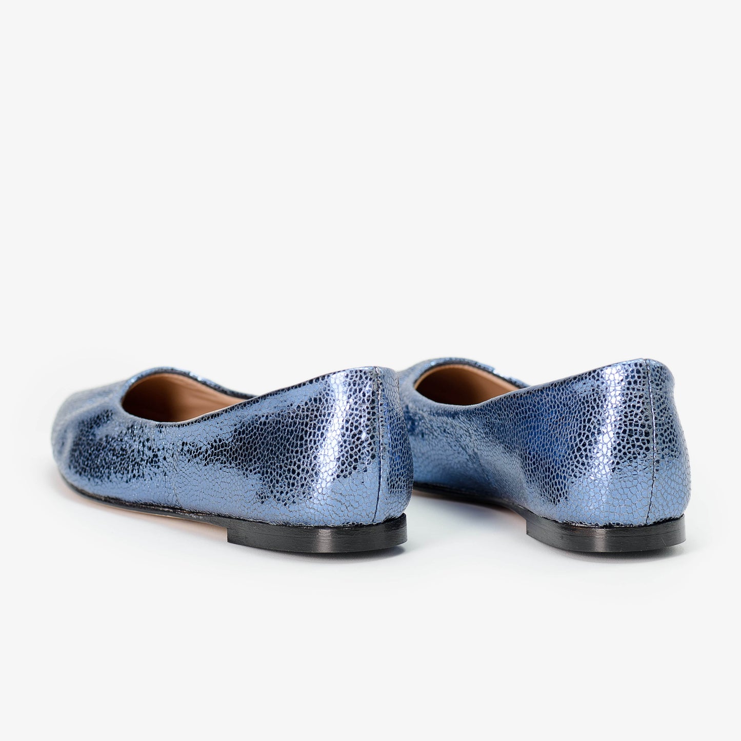 Blue Crackle Effect Leather Pumps