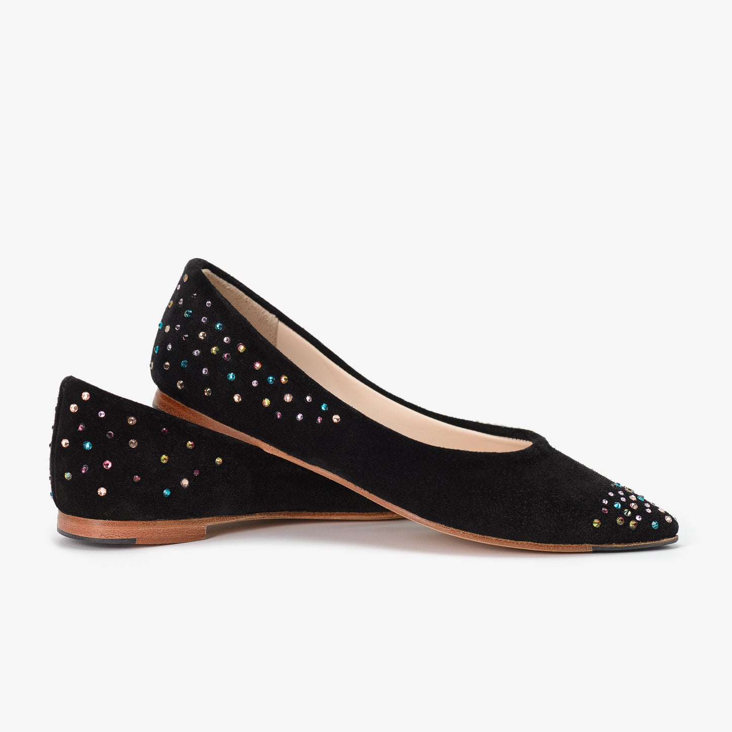 Black Suede Shoes with Multicolour Diamante Detail